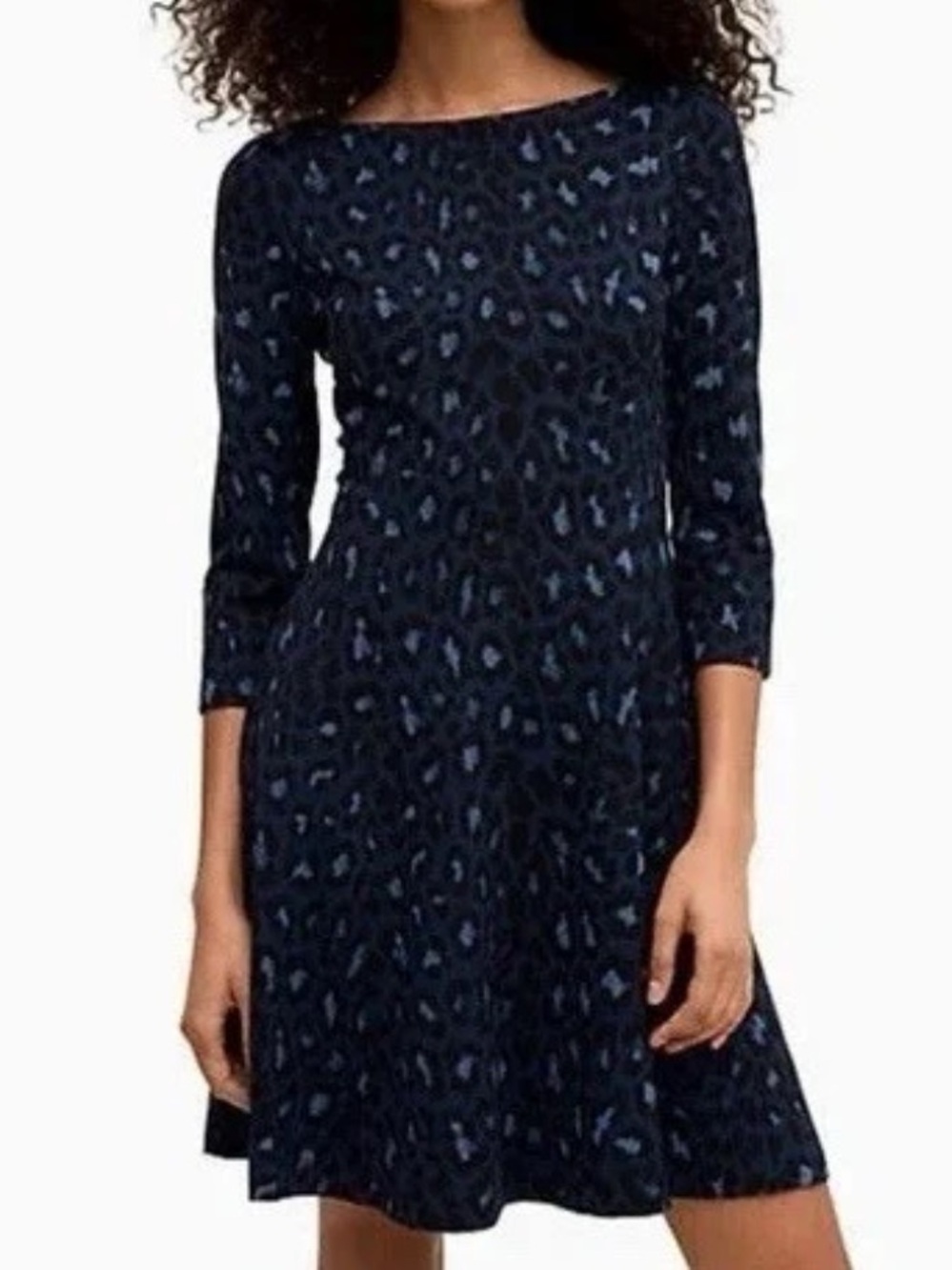 NWT Kate spade New York blue cheetah print back zip skater dress size 0